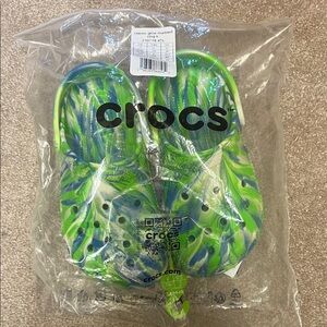 CROCS Marbled Green and Blue Clogs